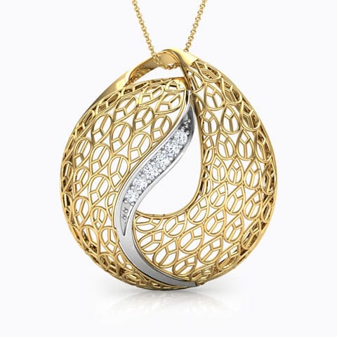 Lucia Trellis Diamond Pendant Diamond Pendants 18 Karat Two Tone Gold Lucia Trellis Diamond Pendant