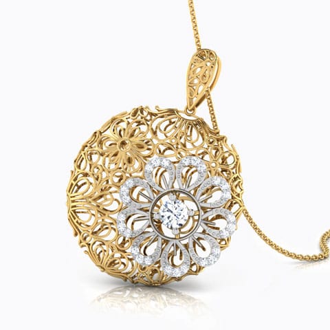 Melantha Trellis Diamond Pendant Diamond Pendants 18 Karat Two Tone Gold Melantha Trellis Diamond Pendant