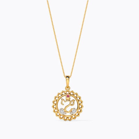 Floret Ganesh Gemstone Pendant Diamond,Gemstone Pendants 14 Karat Yellow Gold Floret Ganesh Gemstone Pendant