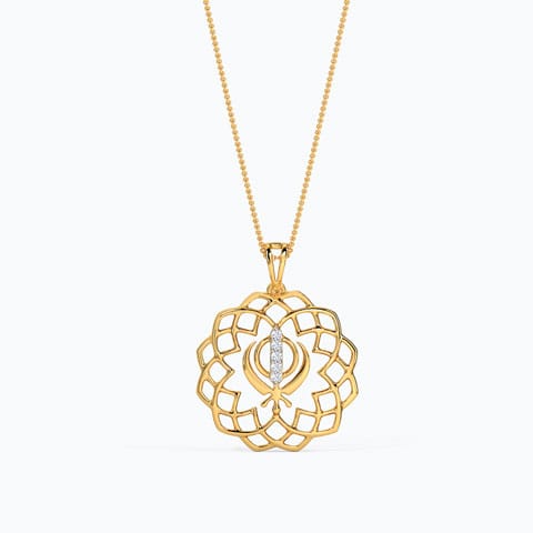 Sikh Khalsa Diamond Pendant Diamond Pendants 14 Karat Yellow Gold Sikh Khalsa Diamond Pendant