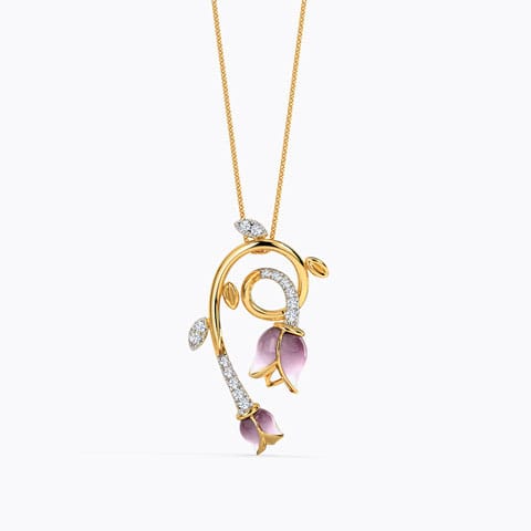 Visteria Tulip Diamond Pendant Diamond Pendants 18 Karat Yellow Gold Visteria Tulip Diamond Pendant