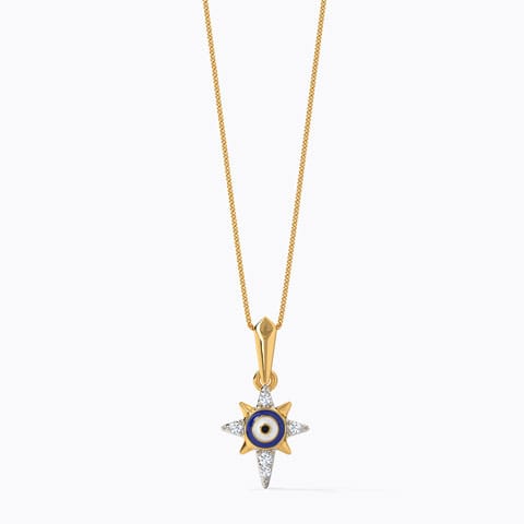North Star Evil Eye Diamond Pendant Diamond Pendants 14 Karat Yellow Gold North Star Evil Eye Diamond Pendant