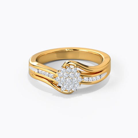 Artistic Floral Diamond Ring Diamond Rings 18 Karat Yellow Gold Artistic Floral Diamond Ring