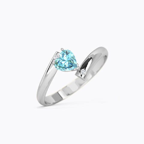 Heart Blue Topaz Gemstone Ring Diamond,Gemstone Rings 18 Karat White Gold Heart Blue Topaz Gemstone Ring