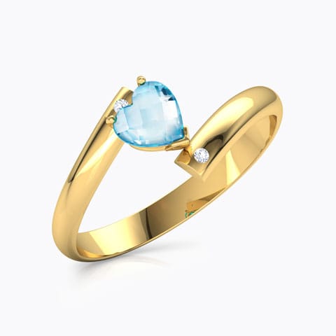 Heart Blue Topaz Gemstone Ring Diamond,Gemstone Rings 14 Karat Yellow Gold Heart Blue Topaz Gemstone Ring