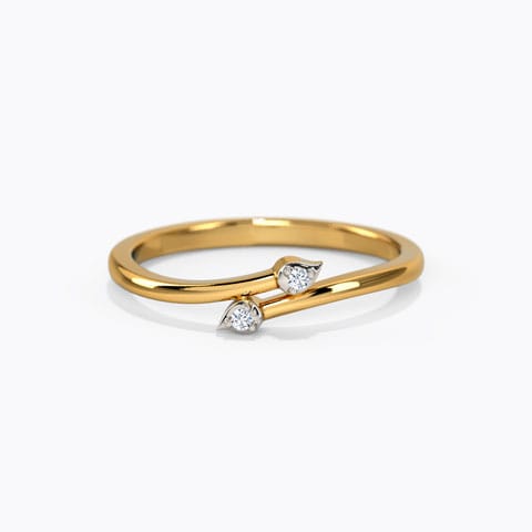 Duo Leaf Diamond Ring Diamond Rings 18 Karat Yellow Gold Duo Leaf Diamond Ring
