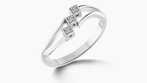 Trine Diamond Ring Diamond Rings 18 Karat White Gold Trine Diamond Ring