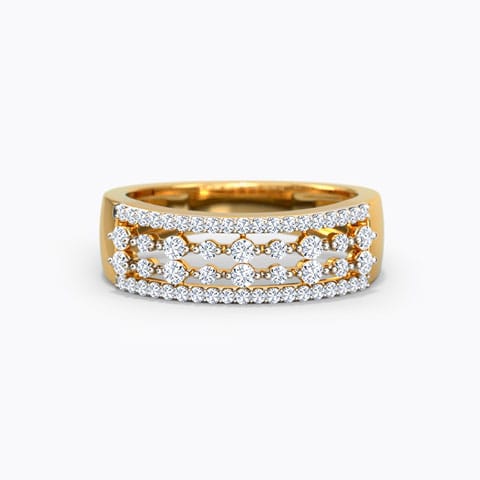 Dande Diamond Band Diamond Rings 18 Karat Yellow Gold Dande Diamond Band