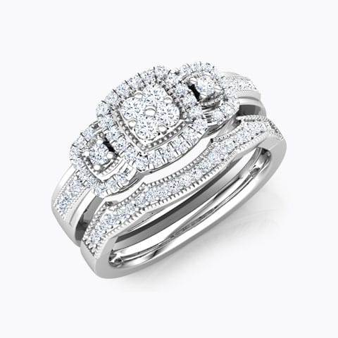 Splendour Diamond Bridal Ring Set Diamond Rings 14 Karat White Gold Splendour Diamond Bridal Ring Set
