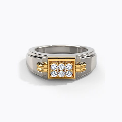 Carl Diamond Ring for Men Diamond Rings 18 Karat Two Tone Gold Carl Diamond Ring for Men