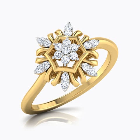 Floral Festive Diamond Ring Diamond Rings 18 Karat Yellow Gold Floral Festive Diamond Ring