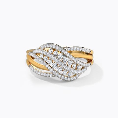 Leaf Crossover Diamond Ring Diamond Rings 18 Karat Yellow Gold Leaf Crossover Diamond Ring