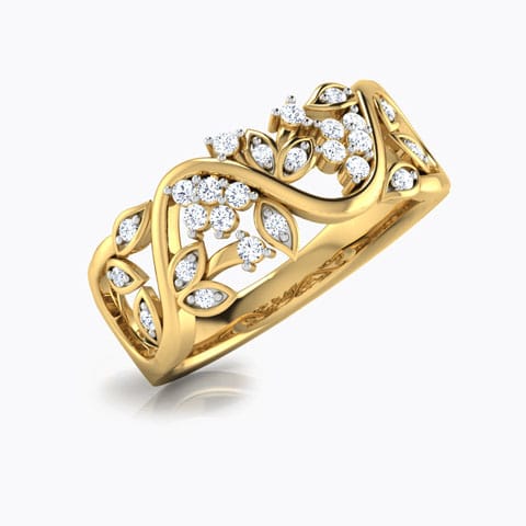 Glam Diamond Band Diamond Rings 18 Karat Yellow Gold Glam Diamond Band
