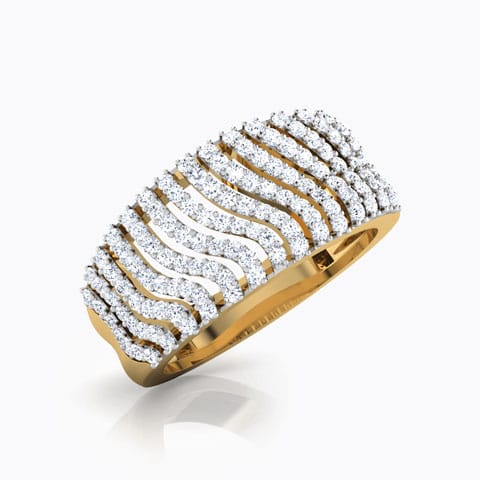 Wave Diamond Band Diamond Rings 18 Karat Yellow Gold Wave Diamond Band