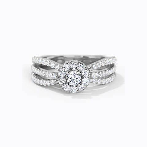 Lura Halo Diamond Ring Diamond Rings 18 Karat White Gold Lura Halo Diamond Ring