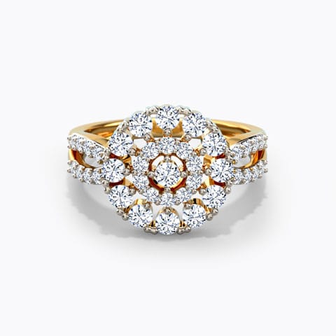 Diva Cluster Diamond Ring Diamond Rings 18 Karat Yellow Gold Diva Cluster Diamond Ring