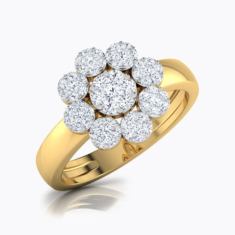 Cluster Bloom Diamond Ring Diamond Rings 18 Karat Yellow Gold Cluster Bloom Diamond Ring