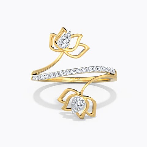 Lotus Blossom Diamond Ring Diamond Rings 18 Karat Yellow Gold Lotus Blossom Diamond Ring