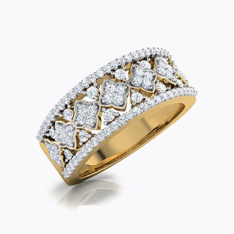 Eve Flora Diamond Band Diamond Rings 18 Karat Yellow Gold Eve Flora Diamond Band