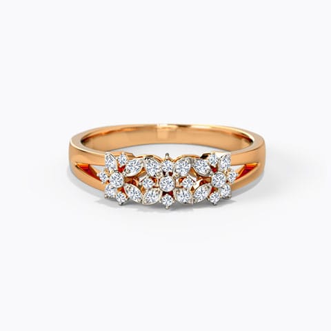 Trio Bloom Diamond Band Diamond Rings 18 Karat Rose Gold Trio Bloom Diamond Band