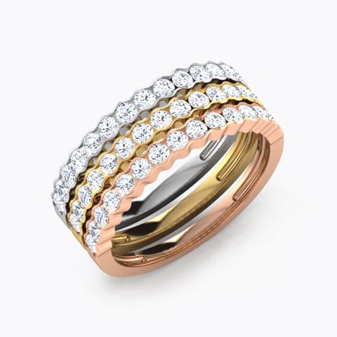 Gilberta Stackable Diamond Band Diamond Rings 18 Karat Three Tone Gold Gilberta Stackable Diamond Band