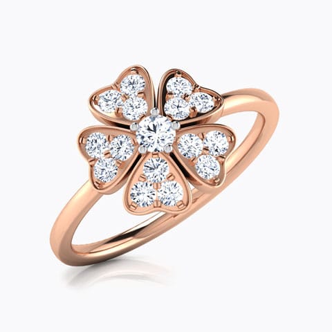 Clover Heart Flora Diamond Ring Diamond Rings 14 Karat Rose Gold Clover Heart Flora Diamond Ring