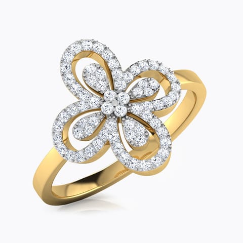 Nizana Floral Diamond Ring Diamond Rings 18 Karat Yellow Gold Nizana Floral Diamond Ring