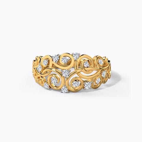Holly Swirl Diamond Band Diamond Rings 18 Karat Yellow Gold Holly Swirl Diamond Band