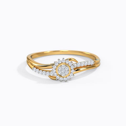 Mila Cluster Wave Diamond Ring Diamond Rings 18 Karat Yellow Gold Mila Cluster Wave Diamond Ring