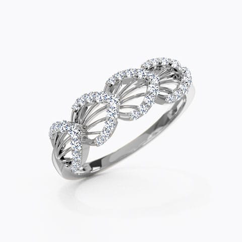 Cia Petal Overlapped Diamond Band Diamond Rings 14 Karat White Gold Cia Petal Overlapped Diamond Band