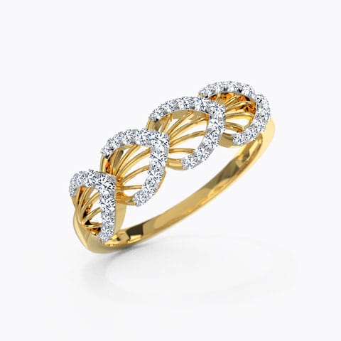 Cia Petal Overlapped Diamond Band Diamond Rings 18 Karat Yellow Gold Cia Petal Overlapped Diamond Band