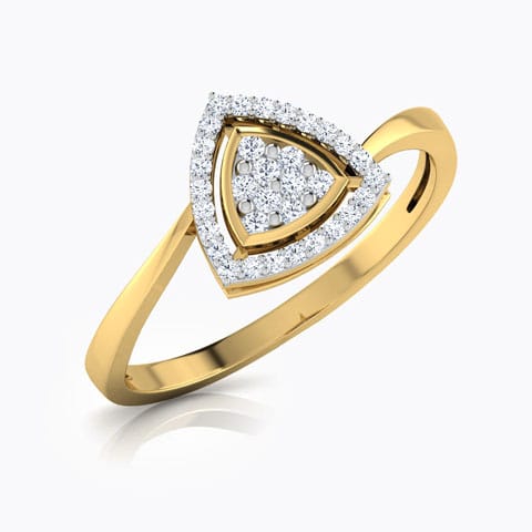 Daisy Triangle Halo Diamond Ring Diamond Rings 18 Karat Yellow Gold Daisy Triangle Halo Diamond Ring