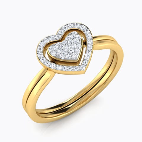 Tyra Heart Ripple 3 in 1 Diamond Ring Diamond Rings 18 Karat Yellow Gold Tyra Heart Ripple 3 in 1 Diamond Ring
