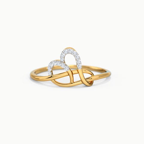 Terry Heart Twine Diamond Ring Diamond Rings 18 Karat Yellow Gold Terry Heart Twine Diamond Ring