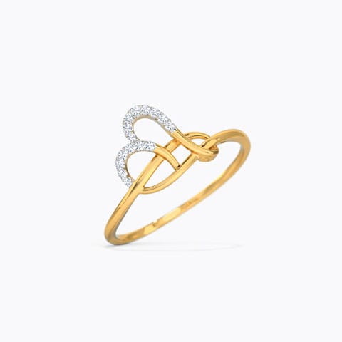 Terry Heart Twine Diamond Ring Diamond Rings 18 Karat Yellow Gold Terry Heart Twine Diamond Ring