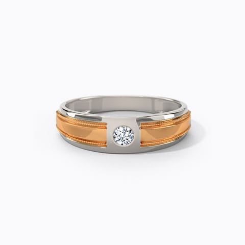 George Diamond Band for Men Diamond Rings 18 Karat Two Tone Gold George Diamond Band for Men