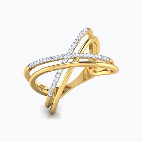 Parallel Criss Cross Diamond Ring Diamond Rings 18 Karat Yellow Gold Parallel Criss Cross Diamond Ring