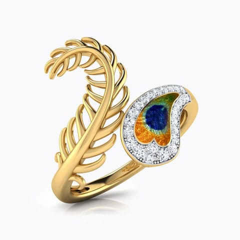 Imperial Peacock Diamond Ring Diamond Rings 18 Karat Yellow Gold Imperial Peacock Diamond Ring