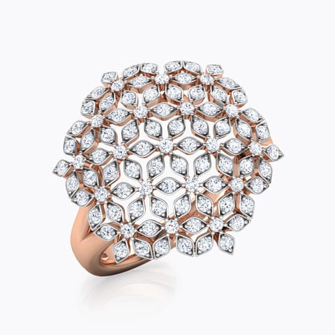 Floret Mesh Diamond Ring Diamond Rings 18 Karat Rose Gold Floret Mesh Diamond Ring