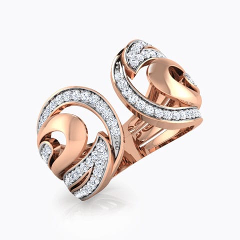 Crescent Fashion Diamond Ring Diamond Rings 18 Karat Rose Gold Crescent Fashion Diamond Ring