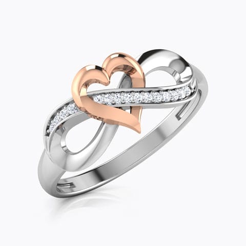 Infinity Heart Diamond Ring Diamond Rings 18 Karat Two Tone Gold Infinity Heart Diamond Ring
