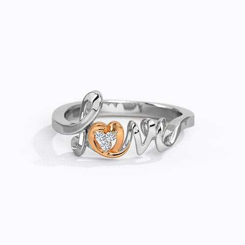 Love Heart Diamond Ring Diamond Rings 18 Karat Two Tone Gold Love Heart Diamond Ring