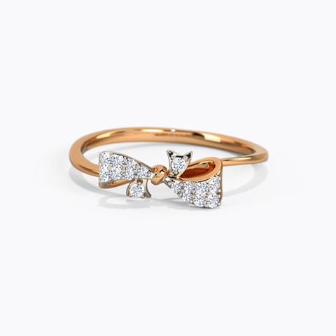 Elegant Bow Diamond Ring Diamond Rings 18 Karat Rose Gold Elegant Bow Diamond Ring