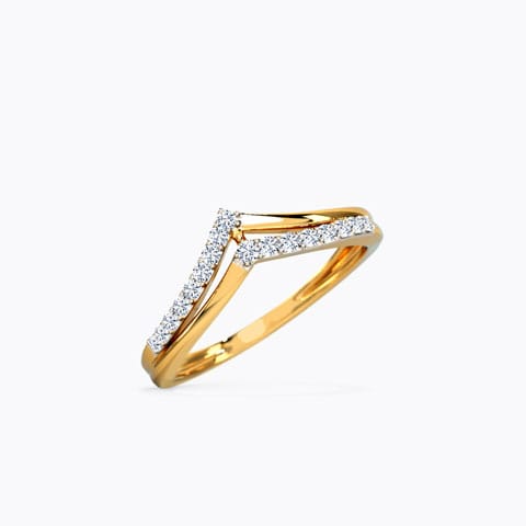 Classic Duo V Diamond Ring Diamond Rings 14 Karat Yellow Gold Classic Duo V Diamond Ring