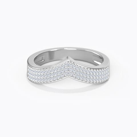 Tri Row V Diamond Ring Diamond Rings 18 Karat White Gold Tri Row V Diamond Ring