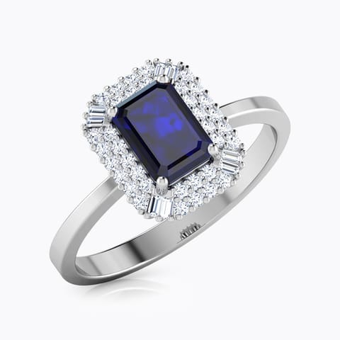 Bluelight Diamond Ring Diamond,Gemstone Rings 18 Karat White Gold Bluelight Diamond Ring