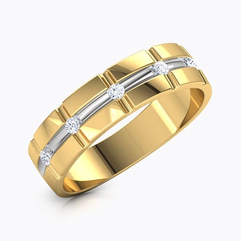 Aaron Grooved Diamond Band Diamond Rings 18 Karat Yellow Gold Aaron Grooved Diamond Band