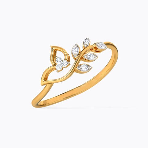 Classic Leaves Diamond Ring Diamond Rings 18 Karat Yellow Gold Classic Leaves Diamond Ring