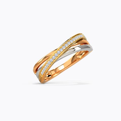 Tri Stripe Ring Diamond Rings 18 Karat Three Tone Gold Tri Stripe Ring