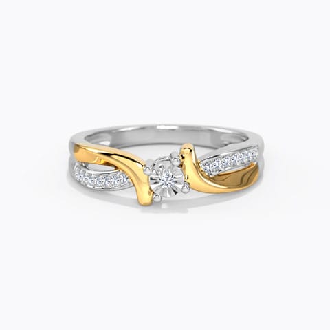 Detour Miracle Plate Diamond Ring Diamond Rings 18 Karat Two Tone Gold Detour Miracle Plate Diamond Ring